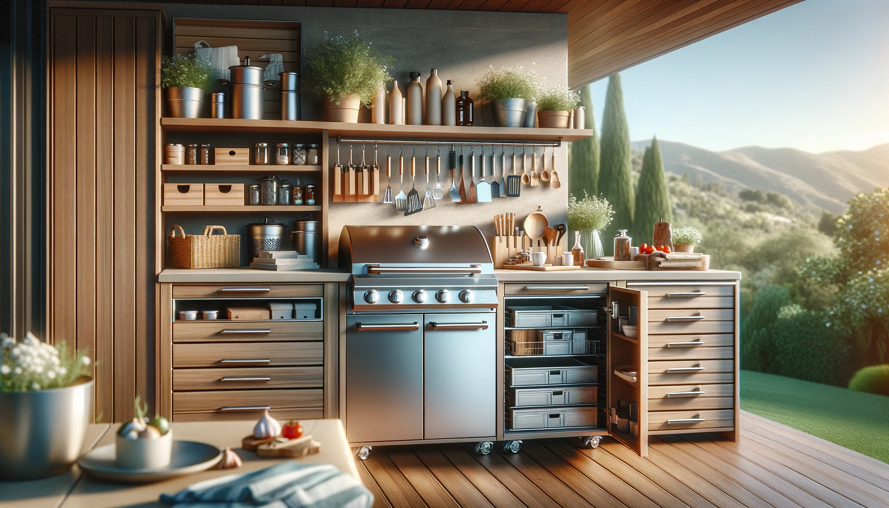 Mehr über den Artikel erfahren Wie organisiere ich Stauraum in meiner Outdoorküche?